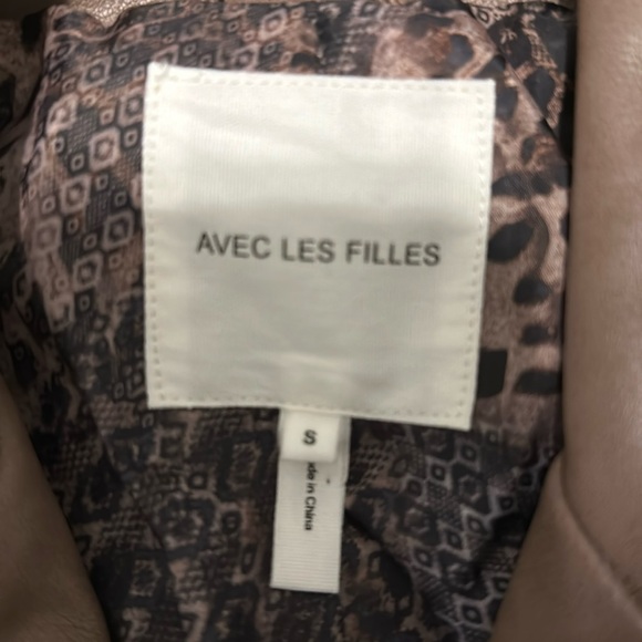 Avec Les Filles Faux Brown Leather Jacket - Picture 3 of 6